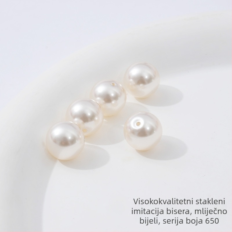 Staklene perle za DIY nakit, 2–14 mm, okrugle, s prolaznom rupom, poluproizvodi