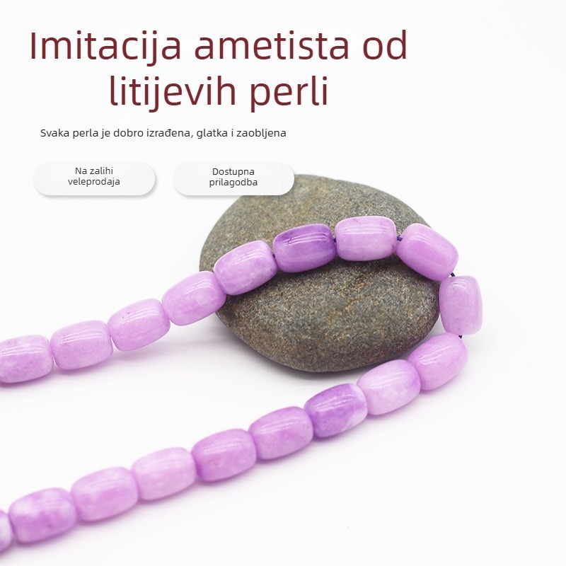 Ljubičaste lepidolit barrel perle, 10×14 mm, slobodne perle od kvarcitne stijene za DIY nakit, komponente za ogrlicu
