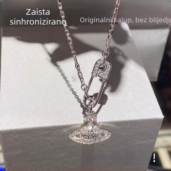 Nakit s križnim lancem i ugradnjom od mješovitih dragulja, bakar s elektroplatiranjem, Queen Mother, lagani luksuz za žene
