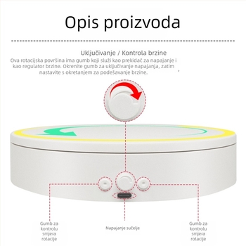 Električna rotirajuća ploča za fotografiju i live streaming, ABS kućište, model MTxDGL-DGEL, nosivost do 5 kg