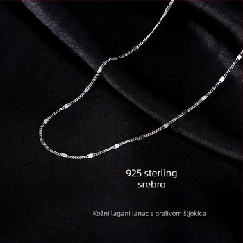 Ogrlica od srebra 925 s klavikularnom lancem i geometrijskim privjescem, elektroplatirana
