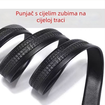 Muški kožni kaiš s kartičnim slotovima, automatska kopča, reljefna površina, širina 2-4 cm
