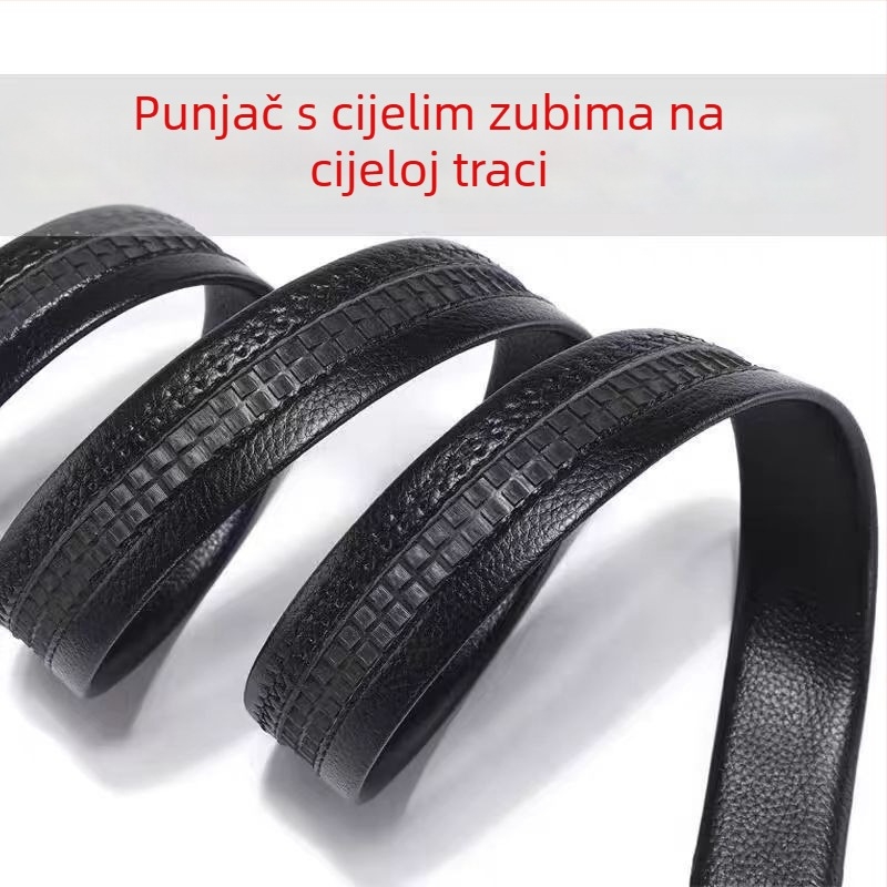 Muški kožni kaiš s kartičnim slotovima, automatska kopča, reljefna površina, širina 2-4 cm