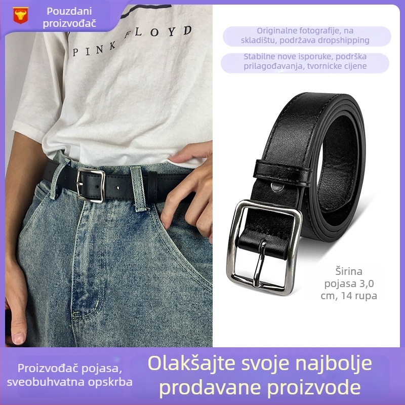 Pojas od PU kože, spona od legure, zatvarač s pin buckle, minimalistički, elegantan, poslovni stil, ljeto 2021
