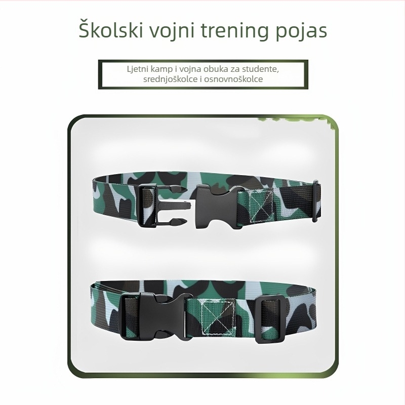 Školski vojni trening pojas za učenike — najlon, plastična kopča, zatvaranje kopčom, Jacquard tkanina, širina 2–4 cm