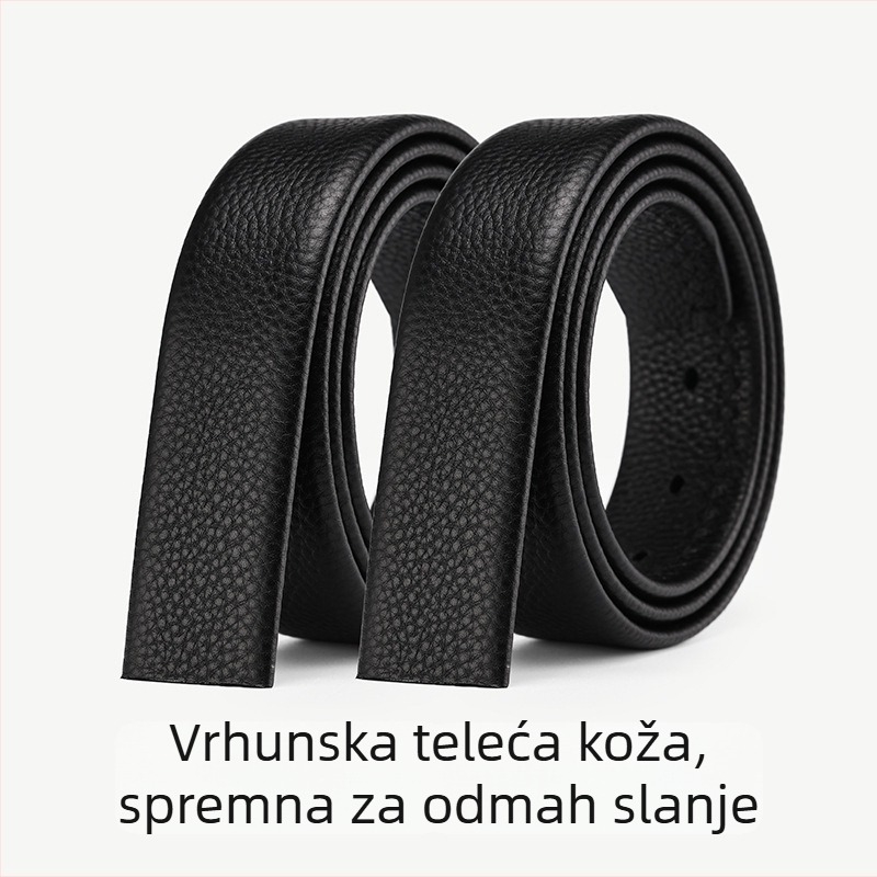 Muški kožni kaiš od prve slojevine teleće kože s kopčom od legure, automatsko zatvaranje, širina 2–4 cm, poslovni, svestran, elegantan stil, proljeće 2025