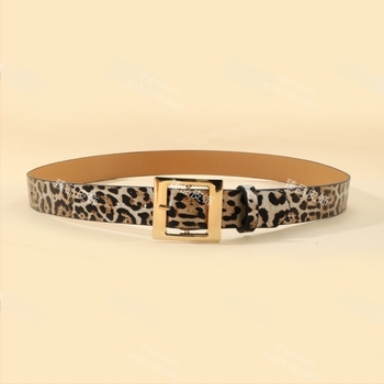 Ženski kaiš s leopard printom i japanskom kopčom, PU materijal, kopča od legure, elektroplating i reljefni završetak