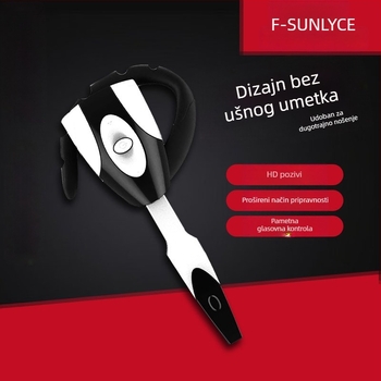 Bežični Bluetooth headset s kukicom za uho za igranje i vožnju – domet 10 m, IPX6 otpor, Bluetooth 5.0, trajanje baterije preko 8 sati