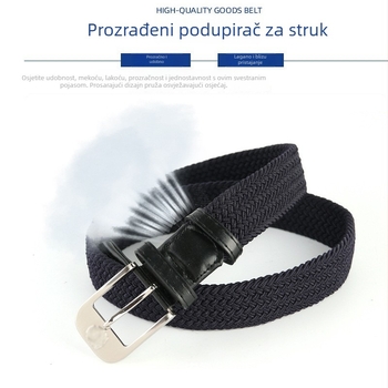 Elastični tkaninasti pojas s kopčom od legure, kopčanje iglom, širina 2–4 cm