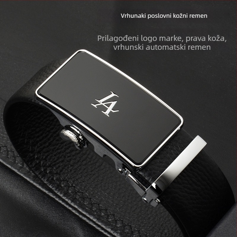 Muški formalni kožni kaiš – Prava koža, Prvi sloj teleće kože, Spona od legure, Automatska kopča, Širina 2-4 cm
