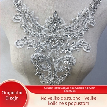 Veliki ovratnik cvijet od rhinestones perla za vjenčanu haljinu — materijal: rhinestone perla; pogodno za nošenje na glavu, haljice i odjeću (Hualin Accessories)