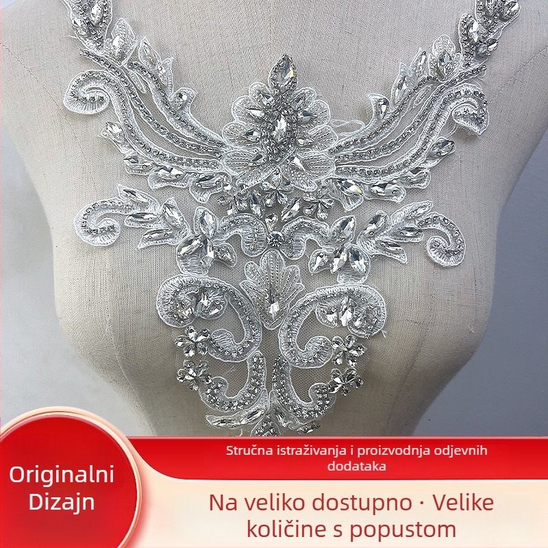 Veliki ovratnik cvijet od rhinestones perla za vjenčanu haljinu — materijal: rhinestone perla; pogodno za nošenje na glavu, haljice i odjeću (Hualin Accessories)