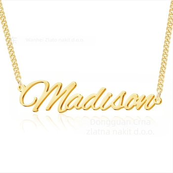 Prilagođeni lančić s imenom i inicijalima, nehrđajući čelik, elektroplating, Black Gold marka