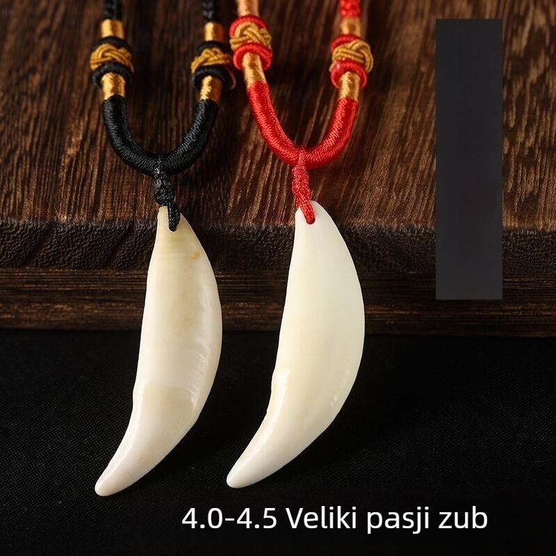 Ogrlica s privjeskom od psa zuba, srebrni privjesak, lanac s figurama, elektroplating, Novi kineski stil