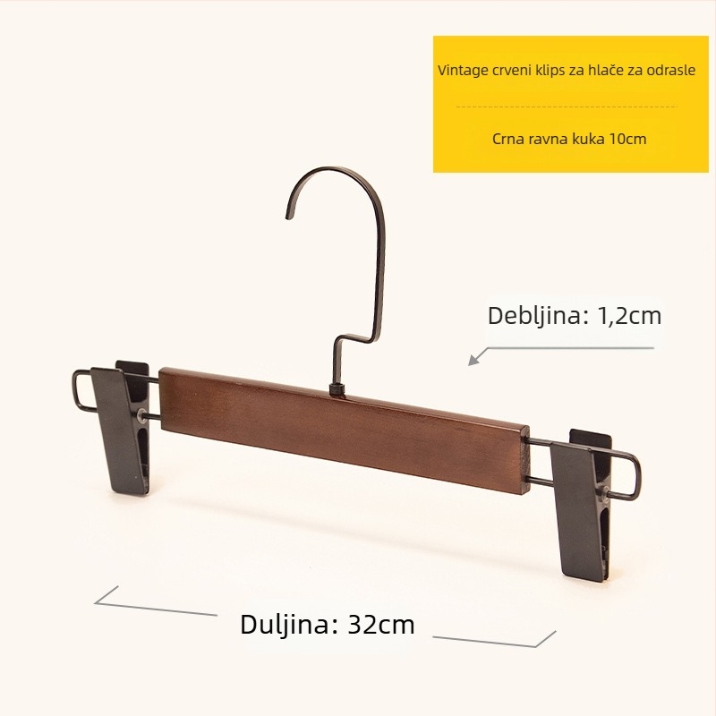 Držač za hlače od masivnog drveta sa klipsama i držačem za kravate — ne ostavlja tragove na odjeći, brend onlya, kineski stil, 1 kom, tiskani logotip, neovisni proizvođač