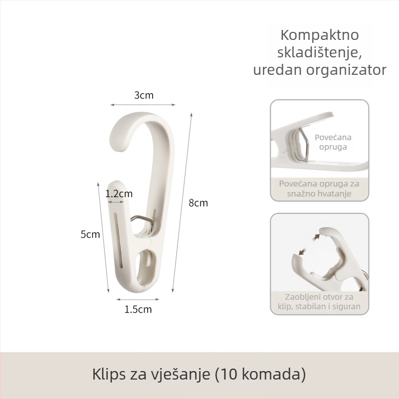 FaSoLa Kuka-clip – PP+82 nehrđajući čelik, nije sklopiva, pogodna za hlače, čarape, šalove, kravate