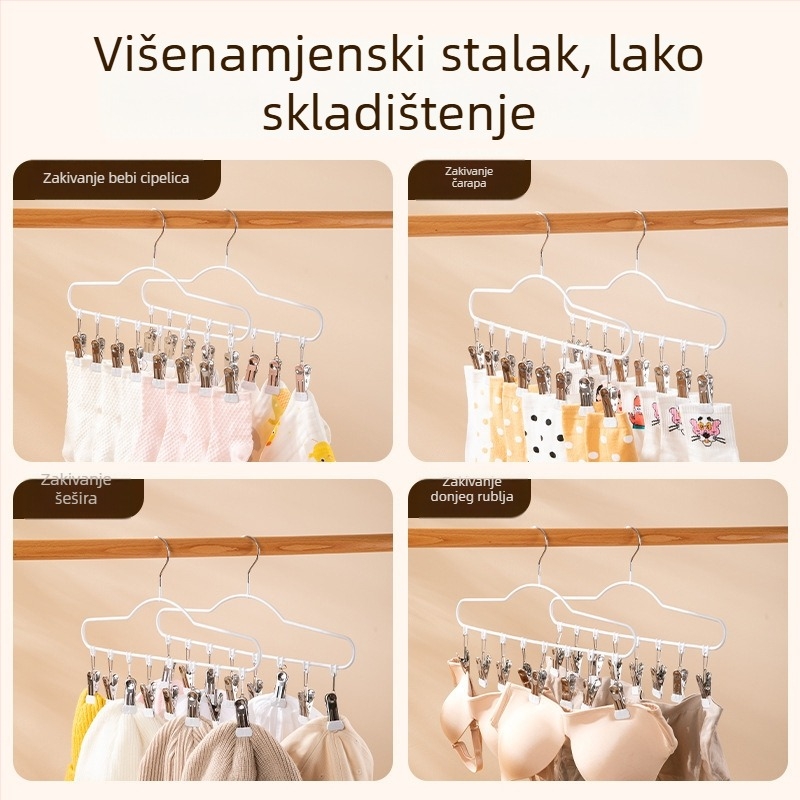 Sušilo za odjeću s više klipsi od aluminijske legure, moderan stil, pogodna za balkon, za donje rublje i dječje čarape
