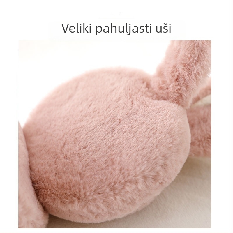 Dječje ušne zaštitnike s motivom zeca, sklopive, od akrila/lažne vune, topli i otporni na vjetar, za djevojčice, zimu i jesen