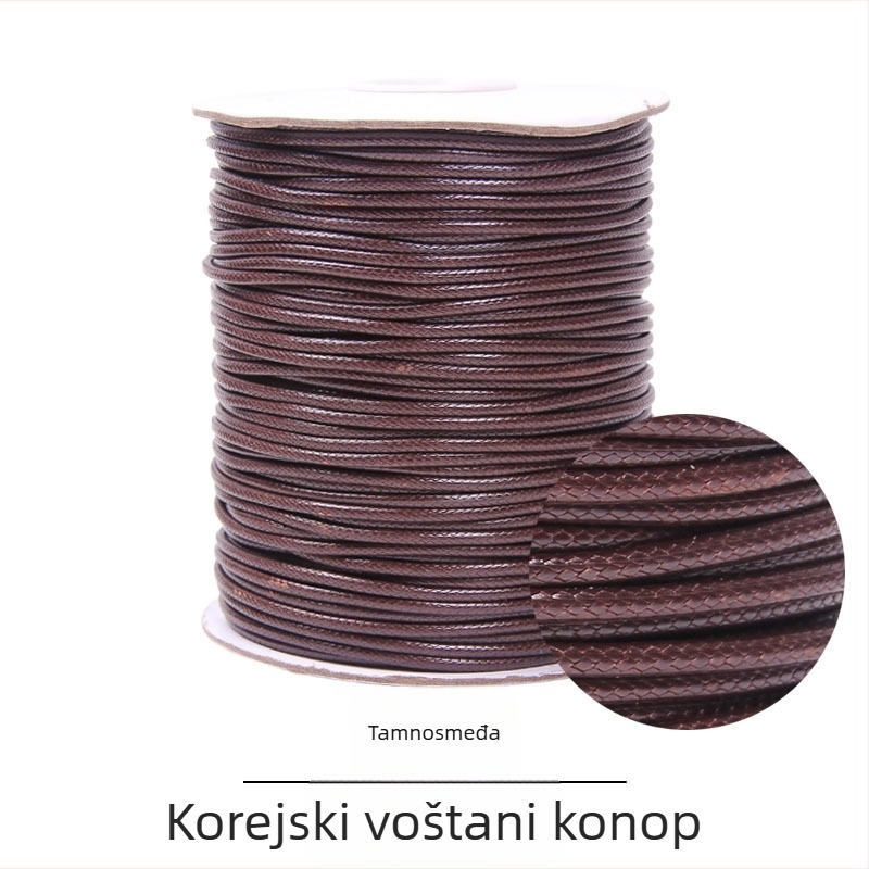 2.0/1.5 mm voskovani konac, ogrlica s privjeskom i lancem, crna