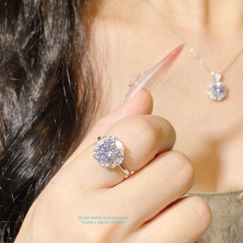 Geometrijski dizajn S925 srebrni lanac s cirkonom ugradnjom