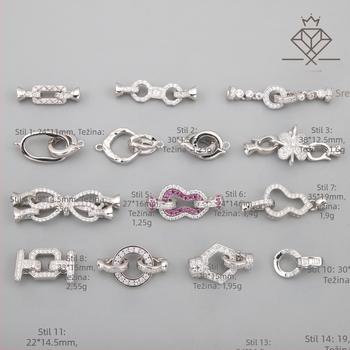 Kopča za nakit od srebra s inlejom, čistoća 925, Baifu Silver Jewelry