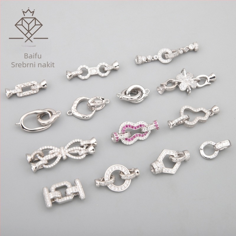 Kopča za nakit od srebra s inlejom, čistoća 925, Baifu Silver Jewelry