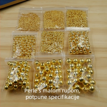 Elektroplatinirane zlatne ABS okrugle perle s otvorenim prstenom za DIY izradu nakita
