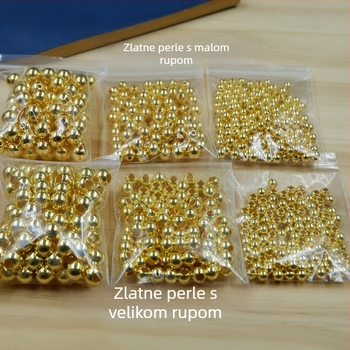 Elektroplatinirane zlatne ABS okrugle perle s otvorenim prstenom za DIY izradu nakita