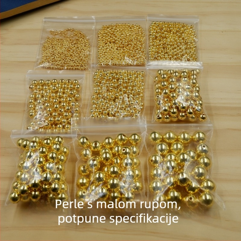 Elektroplatinirane zlatne ABS okrugle perle s otvorenim prstenom za DIY izradu nakita