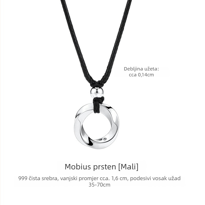Muški lanac Mobius prsten od srebra 999