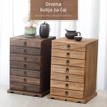 Drvena višeslojna stolna kutija za čaj Pu'er s ladicama