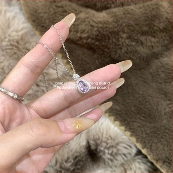 Ogrlica od srebra 999 s privjeskom od ametista u obliku tikve, u završetku od 18k zlata, ručno izrađeno