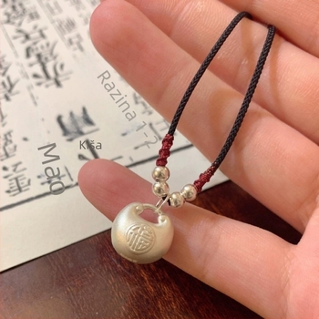 Ogrlica od srebra 999, ručno pleteni užadni lanac, srebrni privjesak