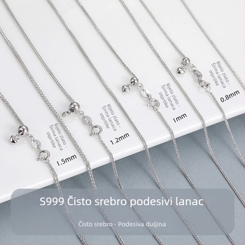 Ogrlica S999 srebro, Chopard lanac, privjesak u obliku srca, podesiva, elektroplatirano