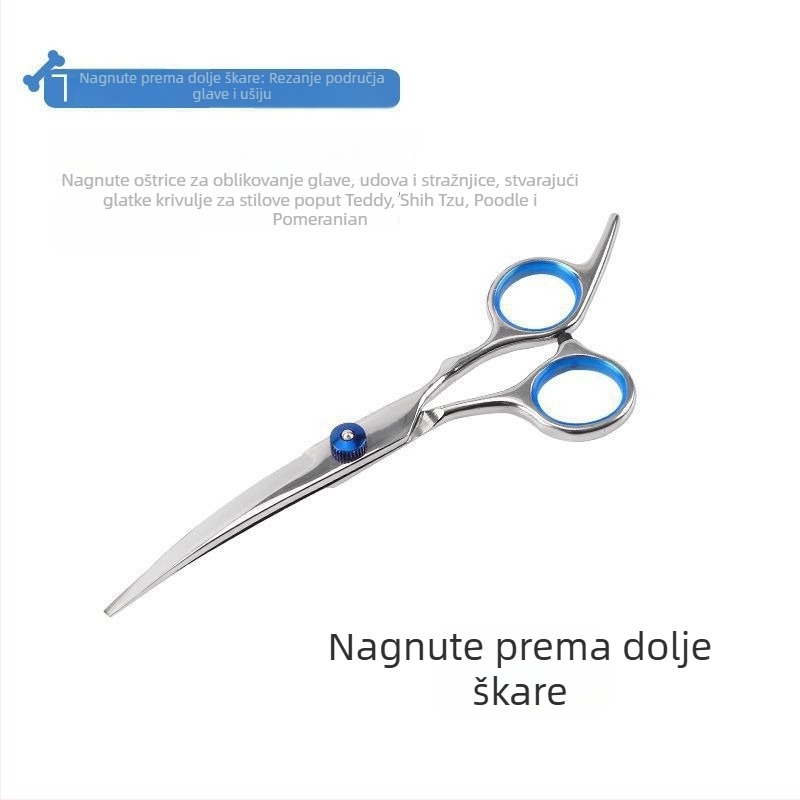 Škare za njegu psa s zakrivljenim oštricama – profesionalni set alata za šišanje dlake