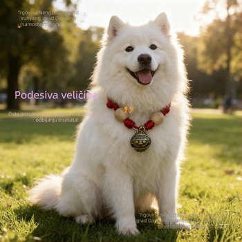 Ogrlica za kućne ljubimce sa zvoncem, crveni konopac, podesiva za male i velike mačke i pse