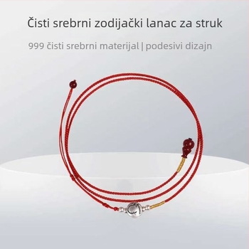 Čisto srebro Zodijak Konja: crveni šnur za struk, pleteni pojas za sreću i blagostanje