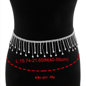 Bedreni lanac - rhinestones geometrijski dizajn, elektroplatirani spoj, ženski stil