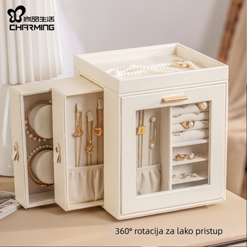 Casegrace kožna kutija za nakit, model sp01358, višeslojna organizatorica za ogrlice, prstene i naušnice