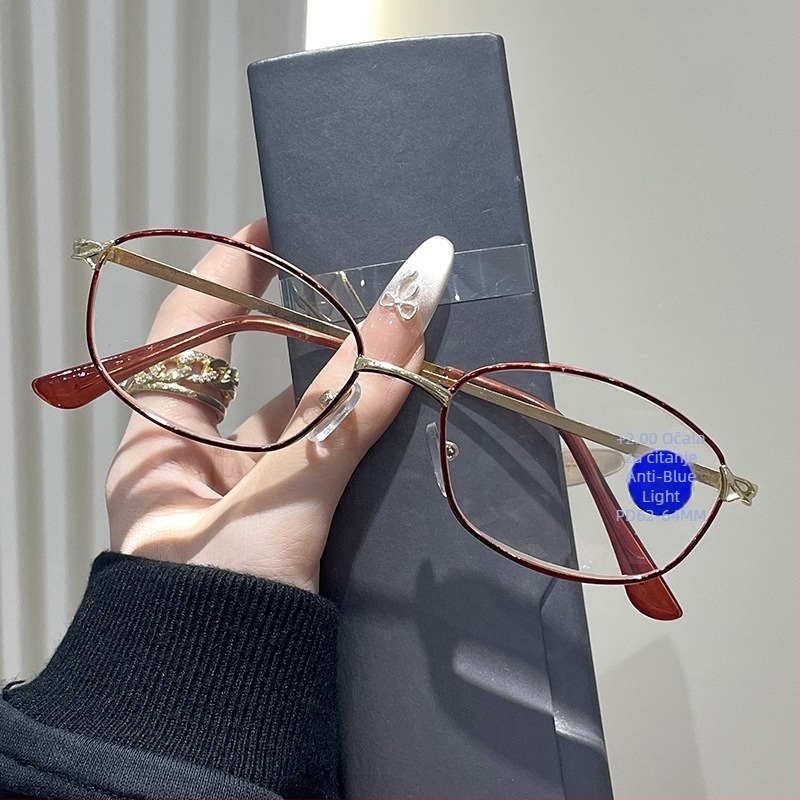 Naočale za čitanje za presbiopiju, model 9113, ovalni metalni okvir, cijeli okvir, leće od materijala AC