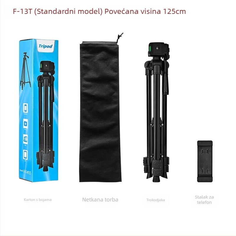 Stativ za fotografiju i video s trodimenzijskim gimballom – 3 sekcije, metalna konstrukcija, nosivost do 2 kg