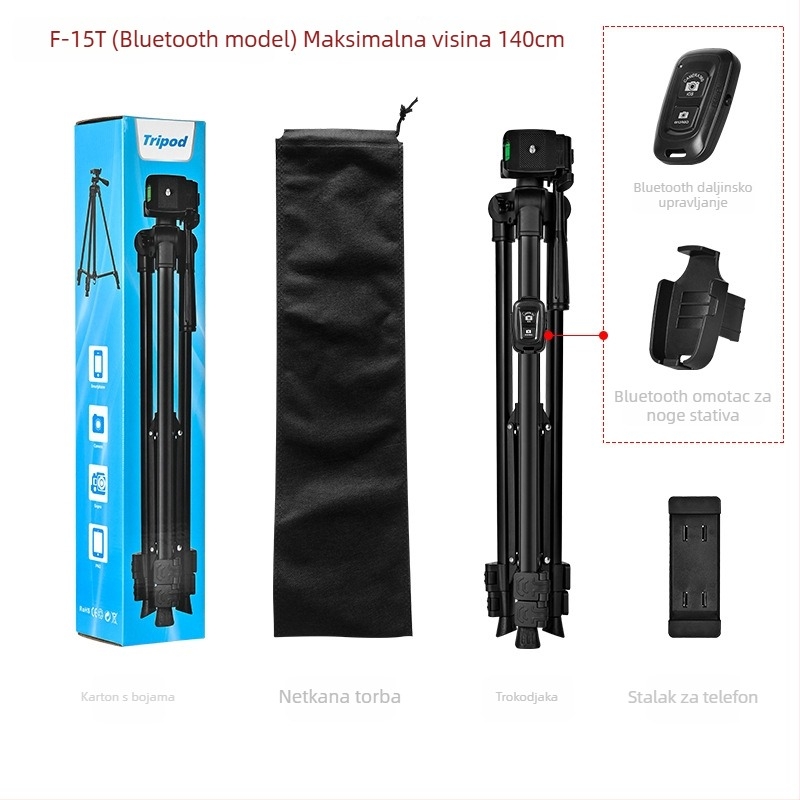 Stativ za fotografiju i video s trodimenzijskim gimballom – 3 sekcije, metalna konstrukcija, nosivost do 2 kg
