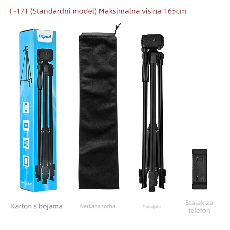 Stativ za fotografiju i video s trodimenzijskim gimballom – 3 sekcije, metalna konstrukcija, nosivost do 2 kg