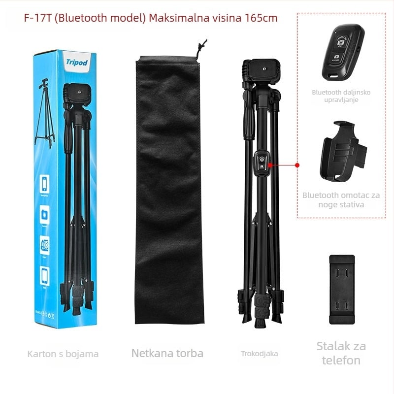 Stativ za fotografiju i video s trodimenzijskim gimballom – 3 sekcije, metalna konstrukcija, nosivost do 2 kg