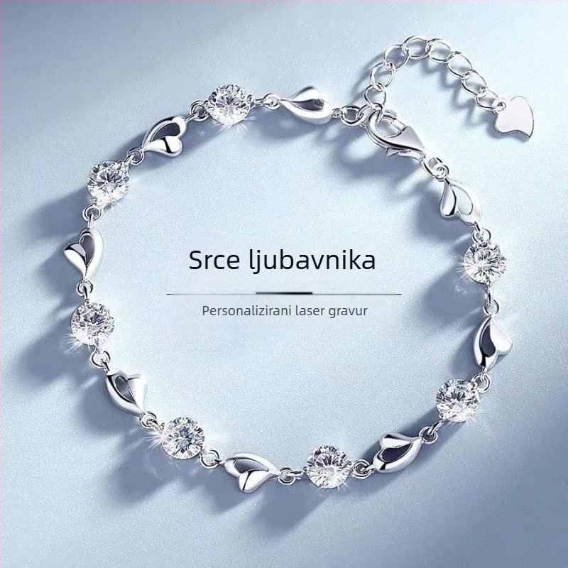 Lin xi bakrena narukvica s srcem za žene, elektroplirano, dodatak za ruku, svjež stil