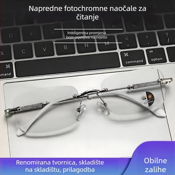 Naočale za čitanje bez okvira, fotochromatske leće, UV zaštita i zaštita od plavog svjetla