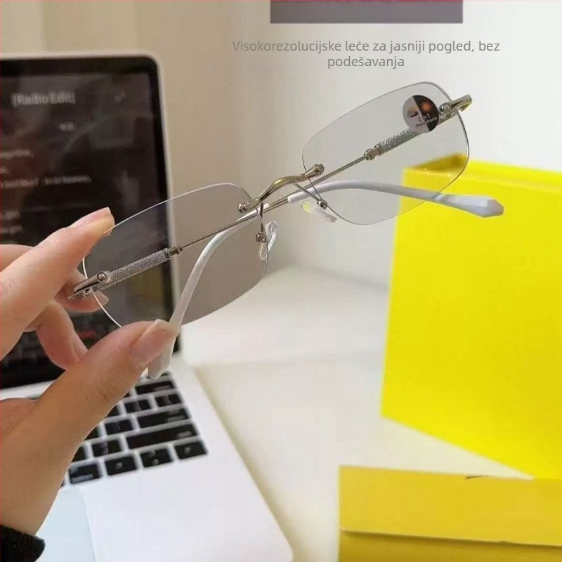 Naočale za čitanje bez okvira, fotochromatske leće, UV zaštita i zaštita od plavog svjetla