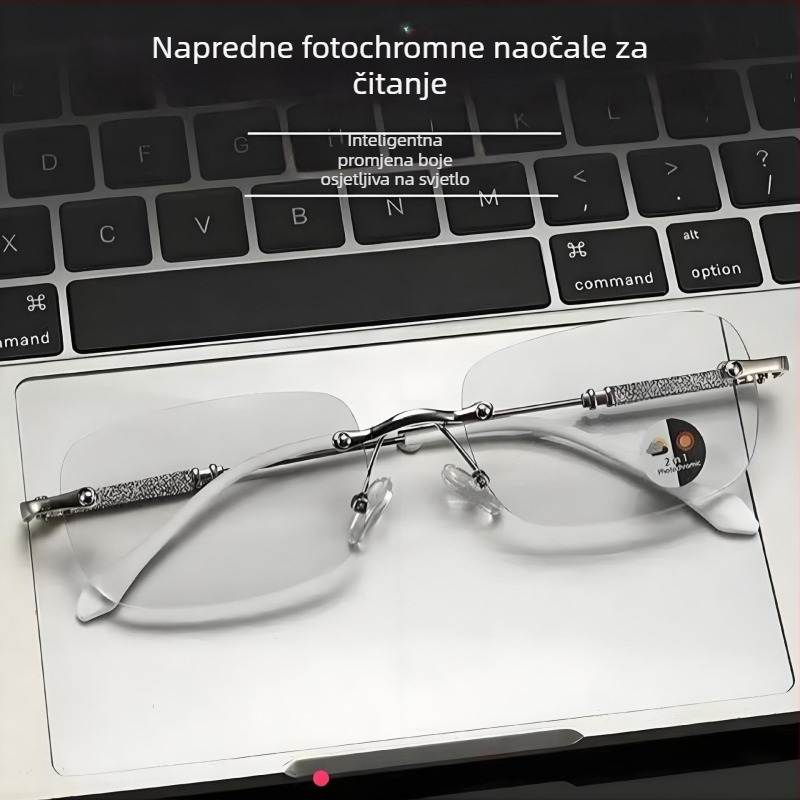 Naočale za čitanje bez okvira, fotochromatske leće, UV zaštita i zaštita od plavog svjetla