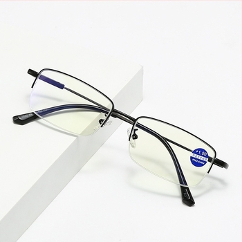 Presbiopijske naočale za starije osobe, protiv plavog svjetla, protiv umora, ultra lagane leće od smole, kvadratni metalni okvir, proljeće 2024