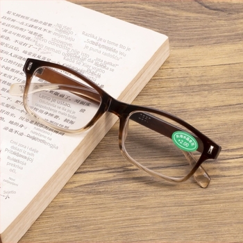 Naočale za čitanje s plastičnim okvirom, puni okvir, kvadratni dizajn, staklene leće, model 207.